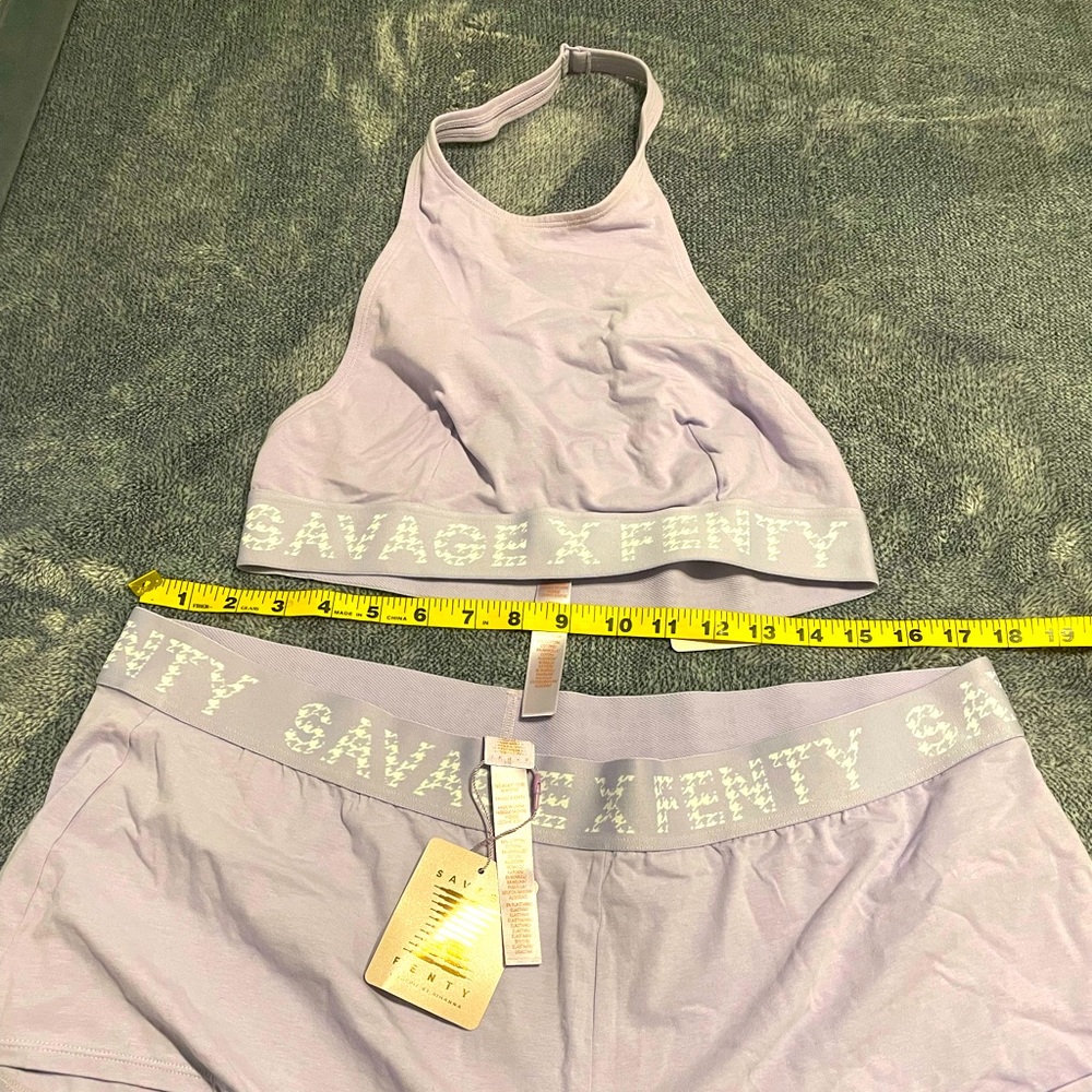 Savage x Fenty purple jersey SET — halter bra (M) & boyshorts (XL) NWT